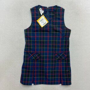 Dennis Uniform V-Neck Dropped Waist Uniform Jumper Dress H6 Wilson Plaid NWT